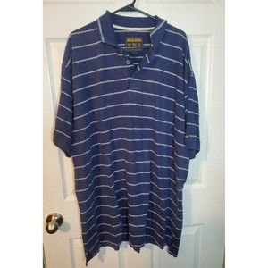 Woolrich Xl Mens Polo Blue Striped Pullover Short Sleeve